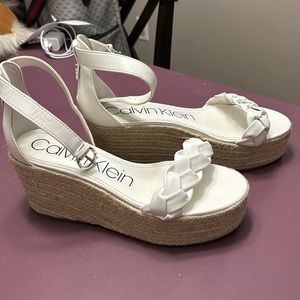 Gently worn! Calvin Klein wedge espadrille sandal womens 9.5